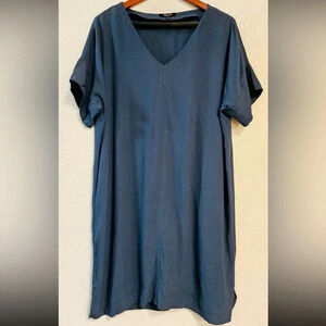 MADEWELL Women's Novel‎ Shift Dress V-Neck Dolman Sleeves Size Small Blue